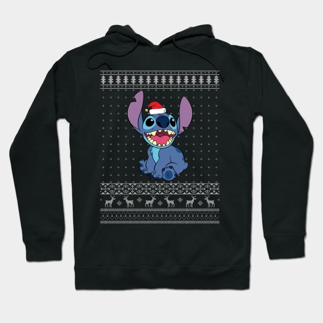 Lilo And Stitch Christmas Knit Pattern Hoodie by Bevatron